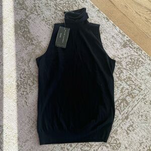 Ralph Lauren NWT Black Cashmere Sleeveless Turtleneck Sweater Top